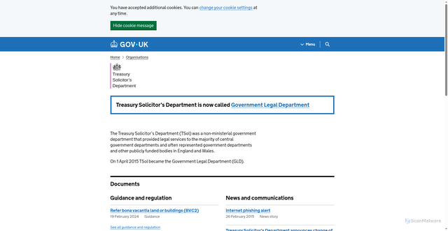 Security scan screenshot of http://www.tsol.gov.uk