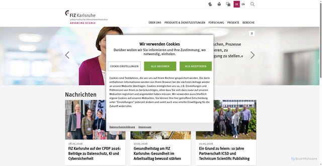 Security scan screenshot of http://www.fiz-karlsruhe.de