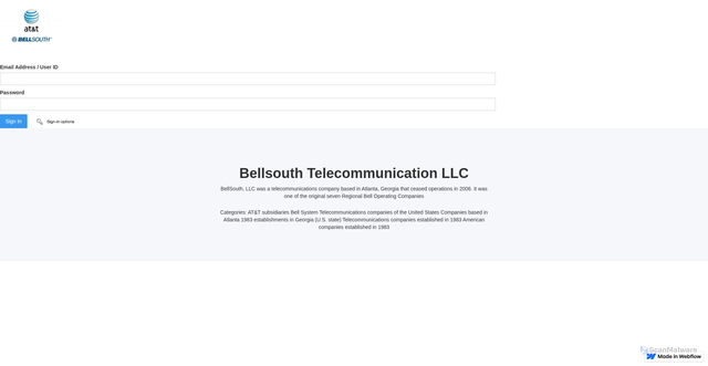 Security scan screenshot of https://bellsouth-att-signing-050ee6.webflow.io/