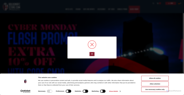 Security scan screenshot of https://www.bolognafcstore.com/de