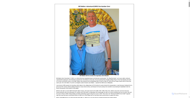 Security scan screenshot of https://www.adventurecorps.com/deathvalley/billwalton/index.html