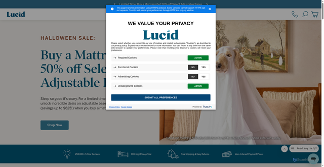Security scan screenshot of https://lucidmattress.com/?srsltid=AfmBOoqySKZ0gcQFO9cdb0A-6hnzSLBWISppfoE0JOlYrUq8nchqQQeK