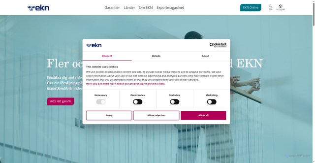 Security scan screenshot of https://www.ekn.se/