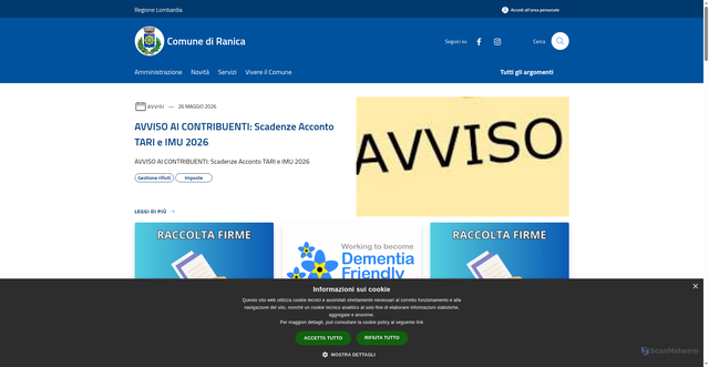 Security scan screenshot of https://www.comune.ranica.bg.it