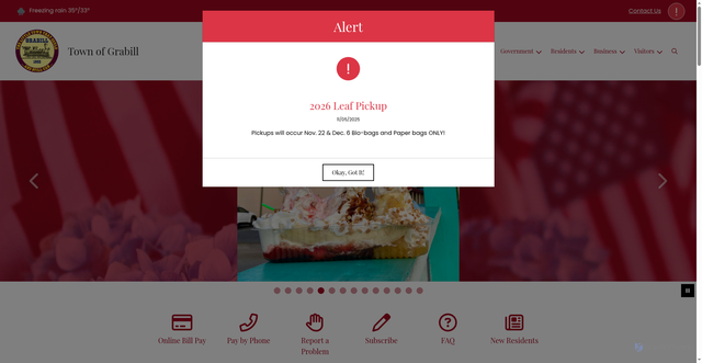 Security scan screenshot of https://townofgrabill.gov/