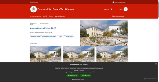 Security scan screenshot of https://www.comune.sandonatovaldicomino.fr.it