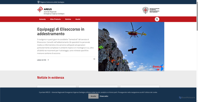 Security scan screenshot of https://www.areus.sardegna.it/