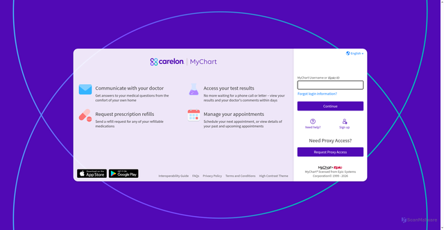 Security scan screenshot of https://mychart.carelonhealth.com