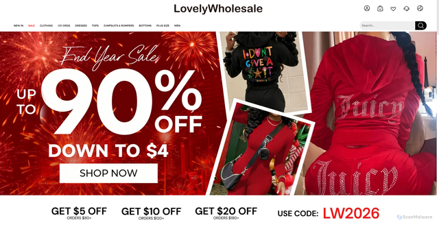 Security scan screenshot of https://lovelywholesale.com
