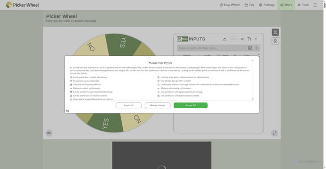 Security scan screenshot of https://pickerwheel.com