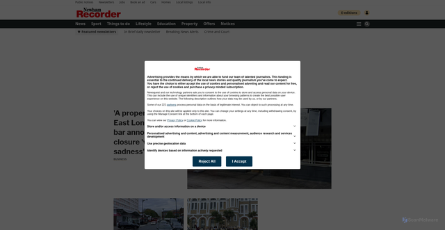 Security scan screenshot of www.newhamrecorder.co.uk