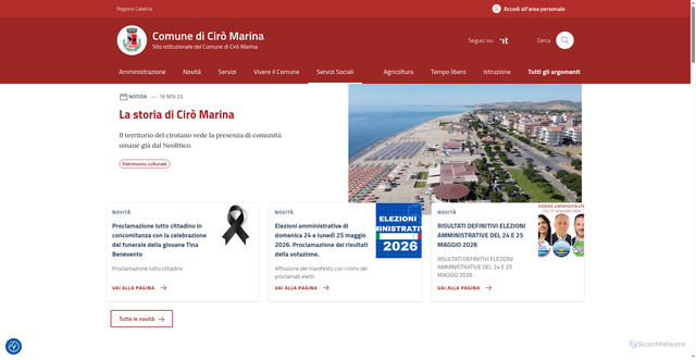 Security scan screenshot of https://www.comune.ciromarina.kr.it