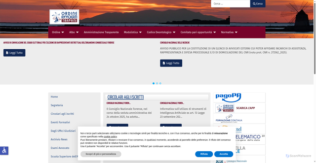 Security scan screenshot of https://www.ordineavvocati.trapani.it/