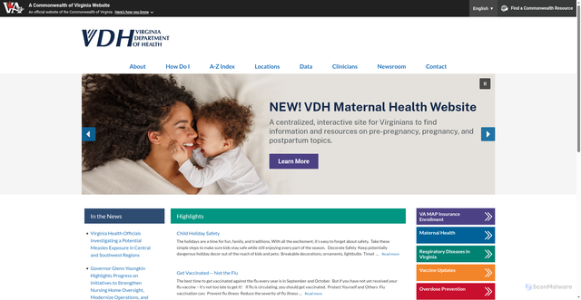 Security scan screenshot of https://www.vdh.virginia.gov