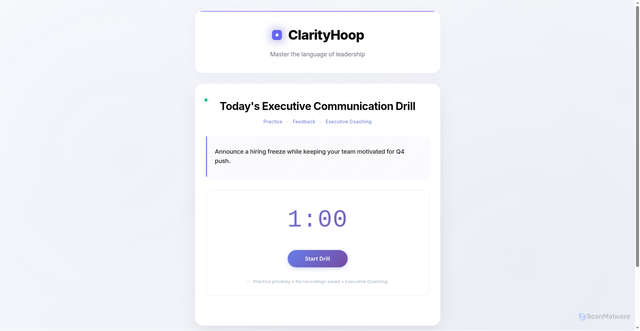 Security scan screenshot of https://clarityhoop.pages.dev/