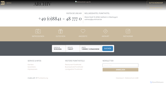 Security scan screenshot of https://wellness.punkthotel.de