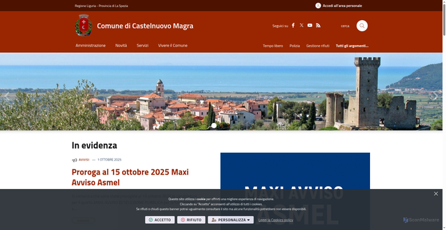 Security scan screenshot of https://comune.castelnuovomagra.sp.it/it-it/home