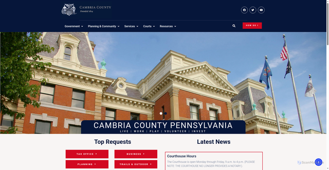 Security scan screenshot of https://www.cambriacountypa.gov/