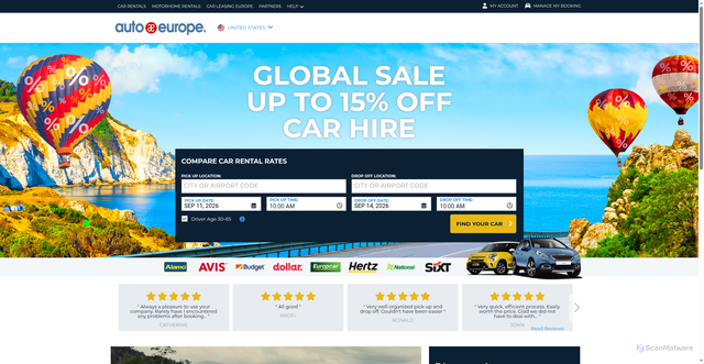 Security scan screenshot of https://autoeurope.com