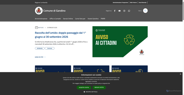 Security scan screenshot of https://www.comune.gandino.bg.it
