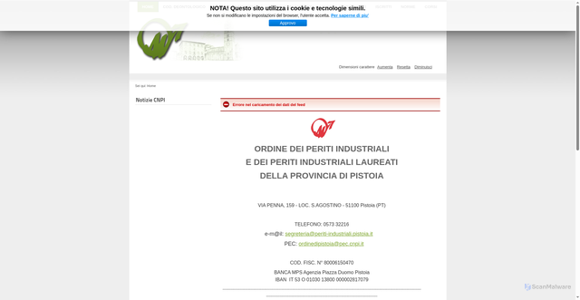 Security scan screenshot of https://www.periti-industriali.pistoia.it/