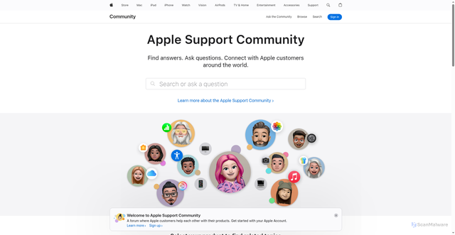 Security scan screenshot of https://discussions.apple.com