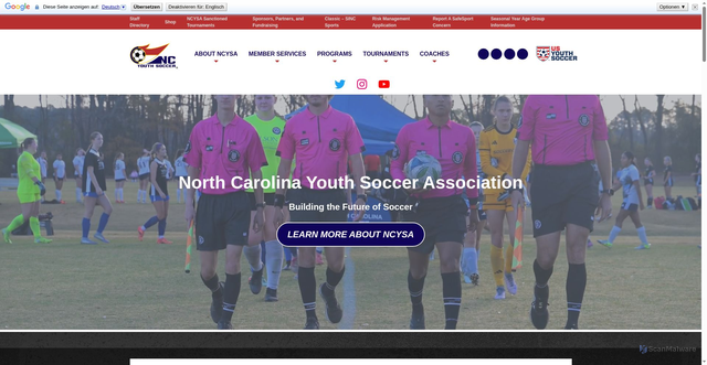 Security scan screenshot of https://www.ncsoccer.org/