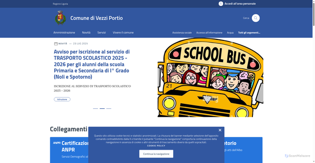 Security scan screenshot of https://comune.vezzi-portio.sv.it/