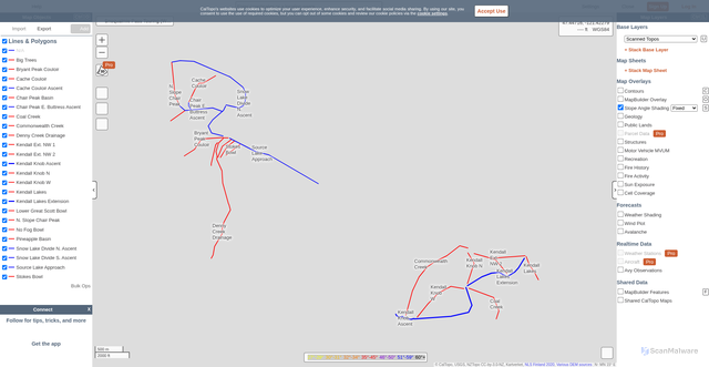 Security scan screenshot of https://caltopo.com/m/HD4E