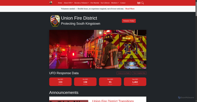 Security scan screenshot of https://unionfiredistrictri.gov/