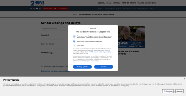 Security scan screenshot of https://www.kjrh.com/weather/school-closings