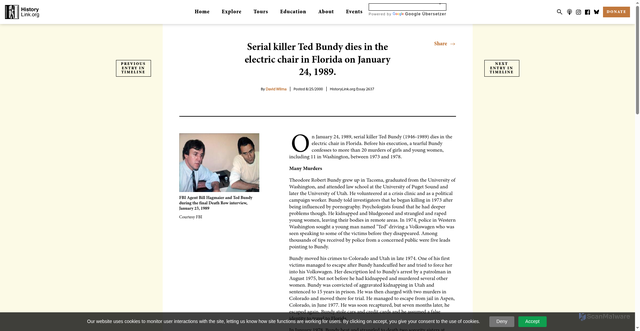 Security scan screenshot of https://historylink.org/File/2637