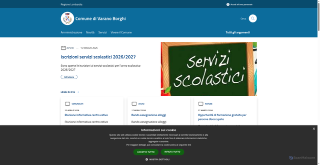 Security scan screenshot of https://www.comune.varano-borghi.va.it