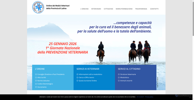 Security scan screenshot of https://www.ordineveterinarilatina.it/