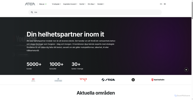 Security scan screenshot of https://atea.se