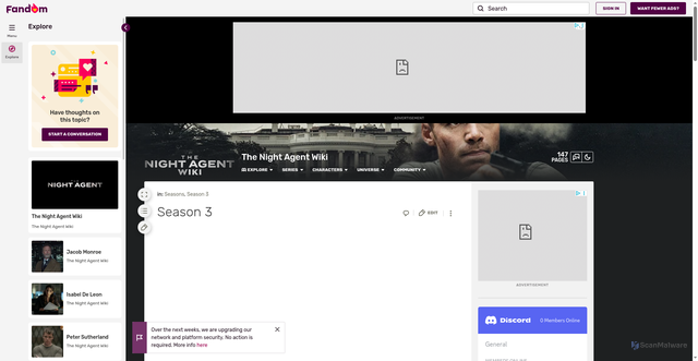 Security scan screenshot of https://thenightagent.fandom.com/wiki/Season_3