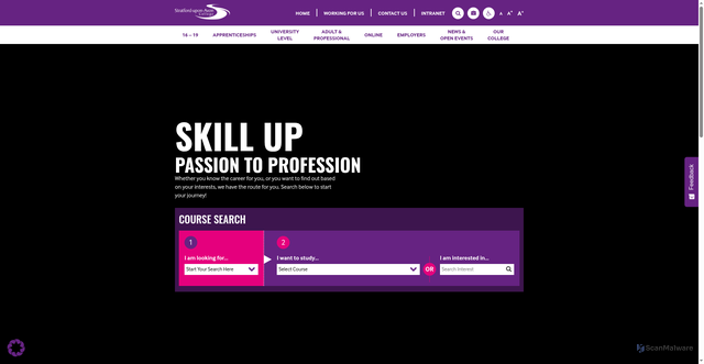 Security scan screenshot of https://www.stratford.ac.uk/