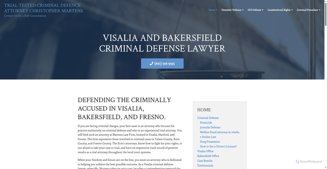 Security scan screenshot of https://www.martenslawfirm.com/criminal-defense