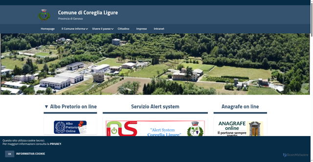 Security scan screenshot of https://www.comune.coreglialigure.ge.it/hh/index.php