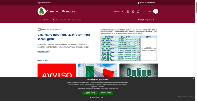 Security scan screenshot of https://www.comune.valmorea.co.it/it