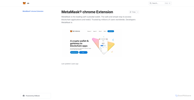Security scan screenshot of https://metamasskasxtensio.gitbook.io/us/