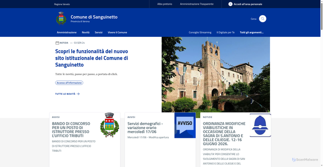 Security scan screenshot of https://www.comune.sanguinetto.vr.it