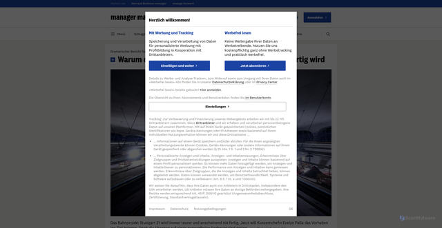 Security scan screenshot of https://manager-magazin.de
