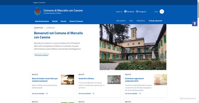 Security scan screenshot of https://comune.marcalloconcasone.mi.it/