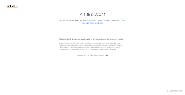 Security scan screenshot of https://www.arrest.com/