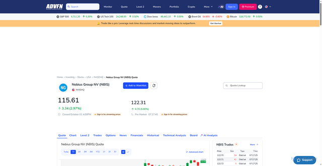 Security scan screenshot of https://www.advfn.com/stock-market/NASDAQ/NBIS/stock-price