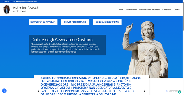 Security scan screenshot of https://www.ordineavvocatioristano.it/