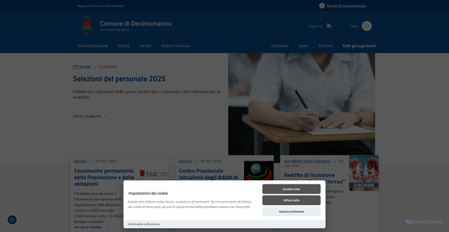 Security scan screenshot of https://comune.decimomannu.ca.it/it/