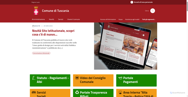 Security scan screenshot of https://www.comune.tuscania.vt.it/