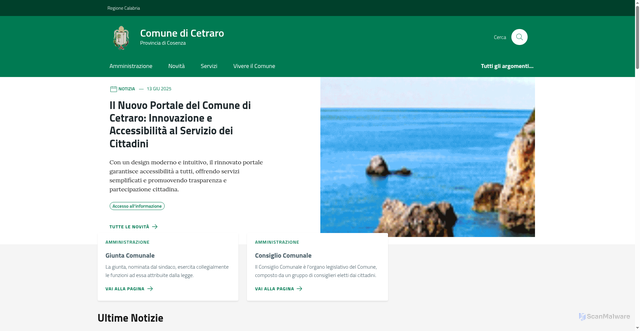 Security scan screenshot of https://comune.cetraro.cs.it/